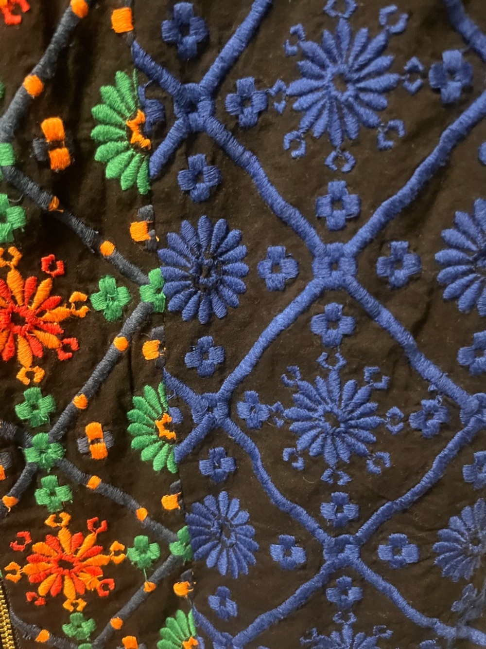 Top Shop Women’s Embroidered Boho Crop Top Black W/ Blue, Orange & Green Size 6 - Picture 6 of 9
